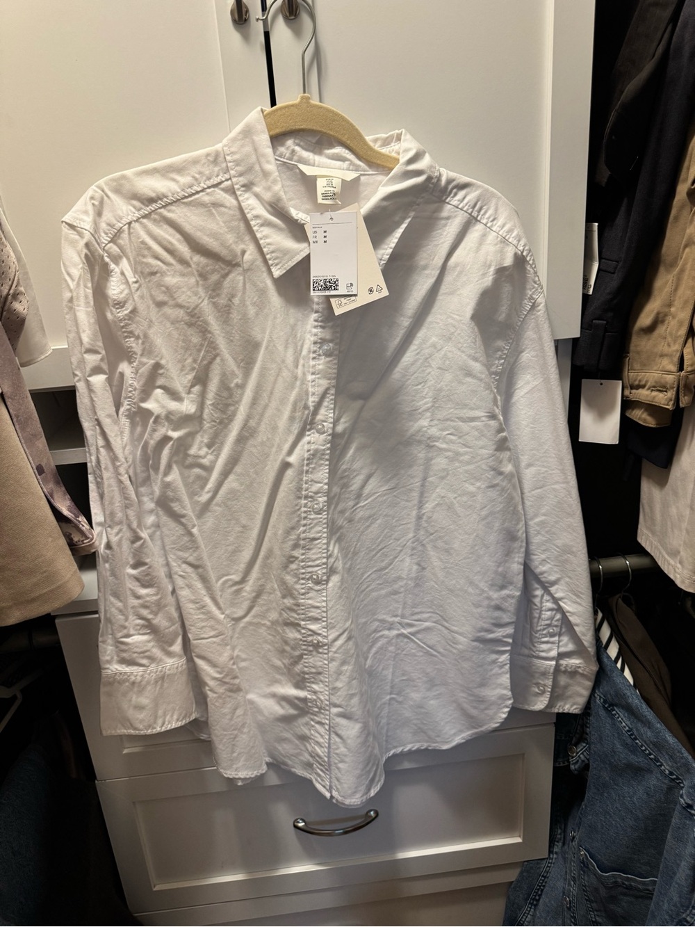 H&M Men's White Cotton Button-Up Shirt